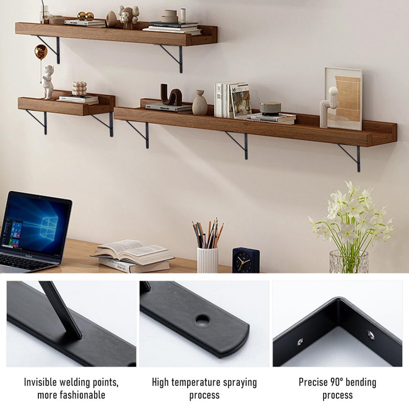 HOME MASTER HARDWARE 10 x 8 in Shelf Brackets, 90 Degree Triangle Wall Mount Angle L Bracket for Floating Shelves, Metal Support w/ Screws, 10 Pack Black - Image 2